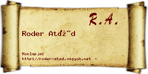 Roder Atád névjegykártya